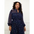 thumbnail image 2 of ELOQUII Elements Women's Plus Size Midi Shirtdress With Ruffles, 2 of 5