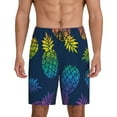 thumbnail image 2 of Daiia Abstract Bright Pineapple Fruit Retro Mens Woven Stretch Pajama Short,Short Pajama Pants-3X-Large, 2 of 9