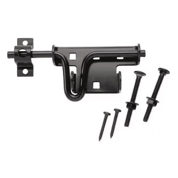 Hyper Tough 6-1/2 Inch Steel Slide Action Barrel Bolt with Mounting Hardware, Black