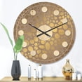 thumbnail image 2 of Designart 'Golden Colored Marble Design III' Mid-Century Modern Wood Wall Clock, 2 of 5