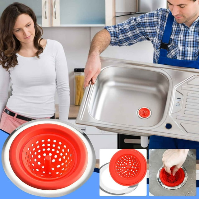 Filtro Colador para Fregadero de Cocina | Compatible con la Mayoría de Desagües y Trituradores de Basura | Malla de Acero Inoxidable | Previene Atascos | Diámetro Exterior 4.6" | Filtro Interior