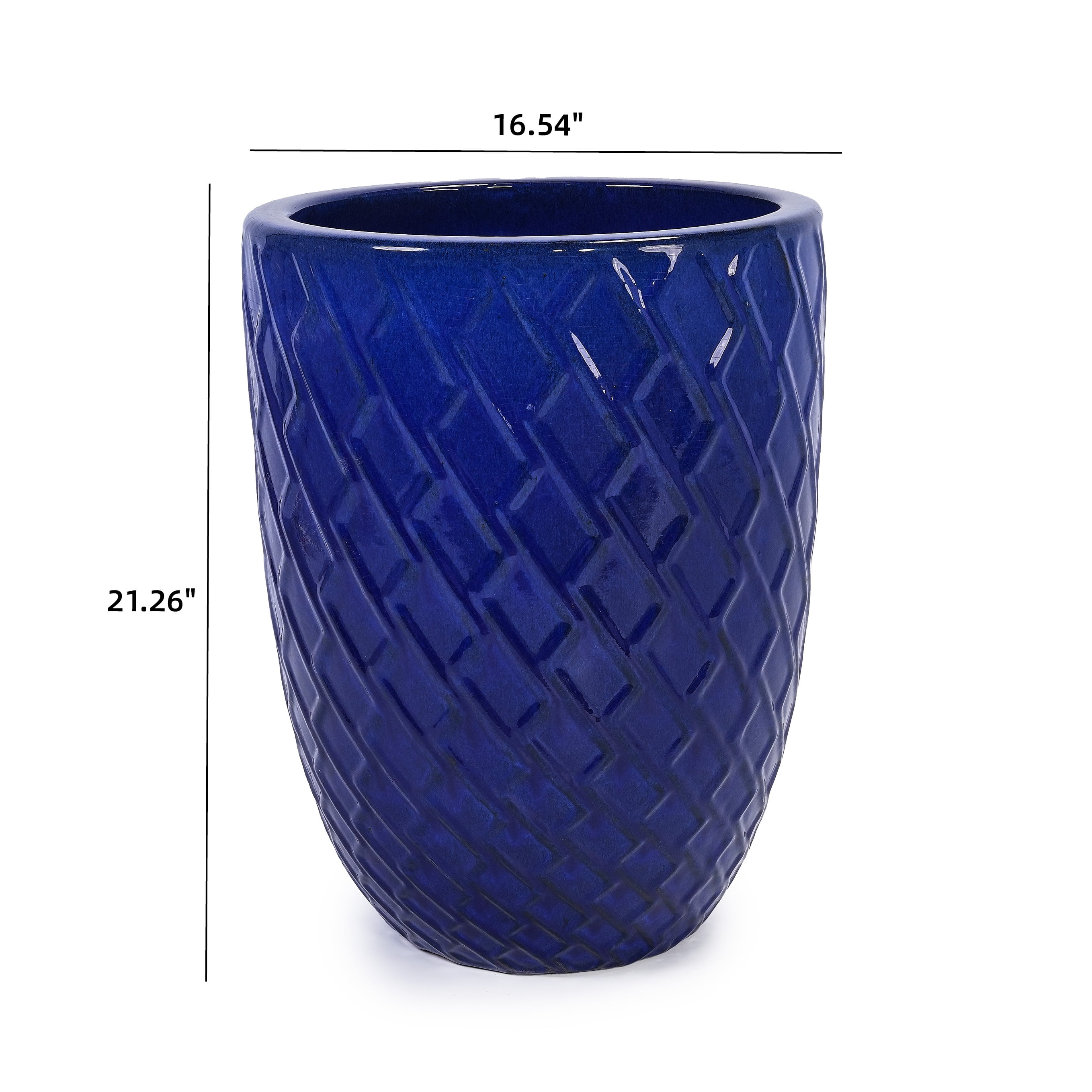 MAYEERTY 1 Pack Ceramic Planter Pot, Planter for Indoor Outdoor Patio, Garden, Dark Blue