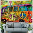 thumbnail image 4 of YIKUMA  Tapestry Hippie Wall Art 70s Colorful Happiness Groovy Vintage Truck Flower Mushroom Retro Trendy Funny Fancy Wall Hanging Bedroom Living Room Dorm Decor Painting, 4 of 6
