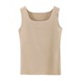 thumbnail image 2 of Wyongtao Women Tank Tops with Built-in Padded Bra Velvet Thick Basic Cami Top Slim Knit Racerback Undershirt,Khaki L, 2 of 3