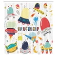 thumbnail image 3 of Ambesonne Science Party Shower Curtain, Spaceships and Aliens, 69"Wx70"L, White Multicolor, 3 of 5