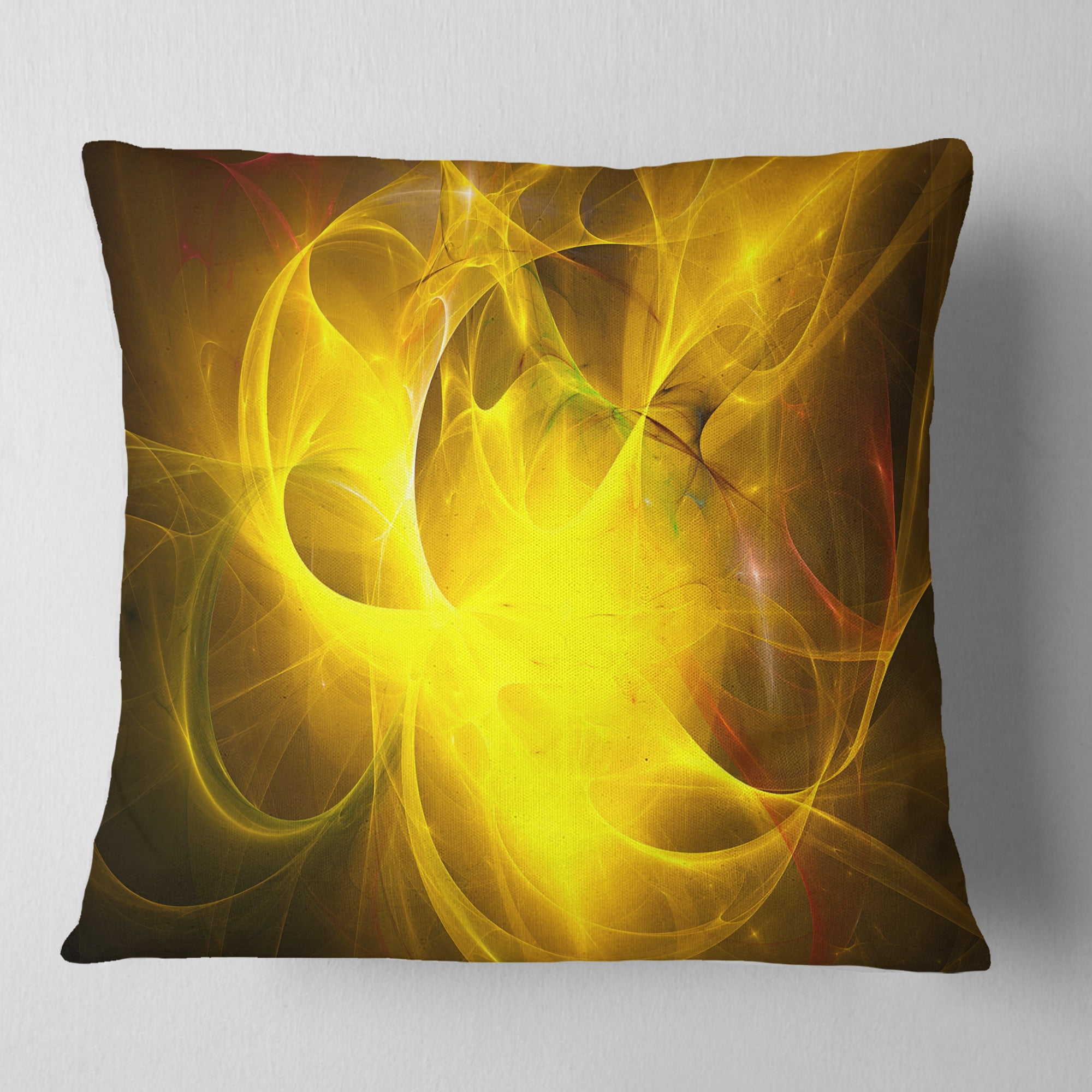 Designart Dark Yellow Nebula Star - Abstract Throw Pillow - 16x16
