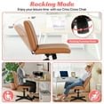 thumbnail image 4 of Criss Cross Chair, Armless  Vanity Chair Cross Legged Office Chair,  Adjustable Wide Swivel Desk Chair for Home Office No Wheels, Brown, 4 of 6