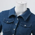 thumbnail image 5 of ZHOGXU Womens Denim Overalls Short Sleeve Lapel Buttons Comfortable Fashion Slim Fit Romper Jumpsuit For Casual Daily Wear,Blue,L, 5 of 9