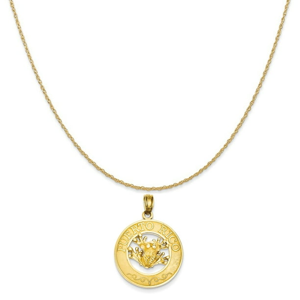 Mireval 14k Yellow Gold Puerto Rico With Frog Pendant On A Rope Chain Necklace 20 Com - Puerto Rico Pendant Gold