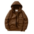 thumbnail image 1 of Dvprdro Jackets for Men Man Solid Color Leisure Pocket Zipper Hooded Long Sleeves Jacket Loose Coat, 1 of 5