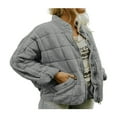 thumbnail image 1 of Women Stand Collar Quilted Jackets Long Sleeve Solid Color Full Zip Padded Jackets, 1 of 4