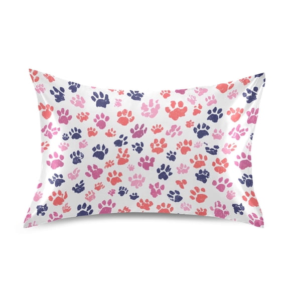 Cute Dog Paw Print Pillowcase Standard Size Luxury Silky Soft Wrinkle Resistant Envelope Closure 20x26in