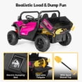 thumbnail image 5 of FUNTOK 24V 2 Seater Electric Ride on Toys for Big Kids w/ 20 " Large Seat, 4 x 200W Motors, 2WD/4WD Switchable Ride on UTV Dump Truck w/ Dump Bed, Remote Control, LED Lights, Bluetooth & Music, Pink, 5 of 8