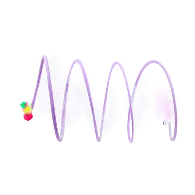 Maytalsory Foldable Indoor Cat Tunnel S Type Playing Tent Durable Spring Portable Toy Purple L Mouse 1Set