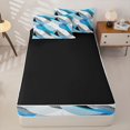 thumbnail image 4 of Homewish Bohemian Watercolor Ombre Zipper Twin Comforter Sets with Fitted Sheet and 2 Pillowcases,Abstract Swirl Zipper Bedding Set,Blue,Black Reversible,4pcs, 4 of 8