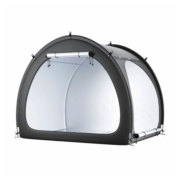 Bike Storage Tent 4-5 Bikes, Waterproof Outdoor Bicycle Shelter Fan Shape with Ventilation, Fiberglass Frame & Double Door