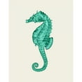 thumbnail image 3 of Fab Funky 12x14 Black Modern Framed Museum Art Print Titled - Seahorse in Green, 3 of 5