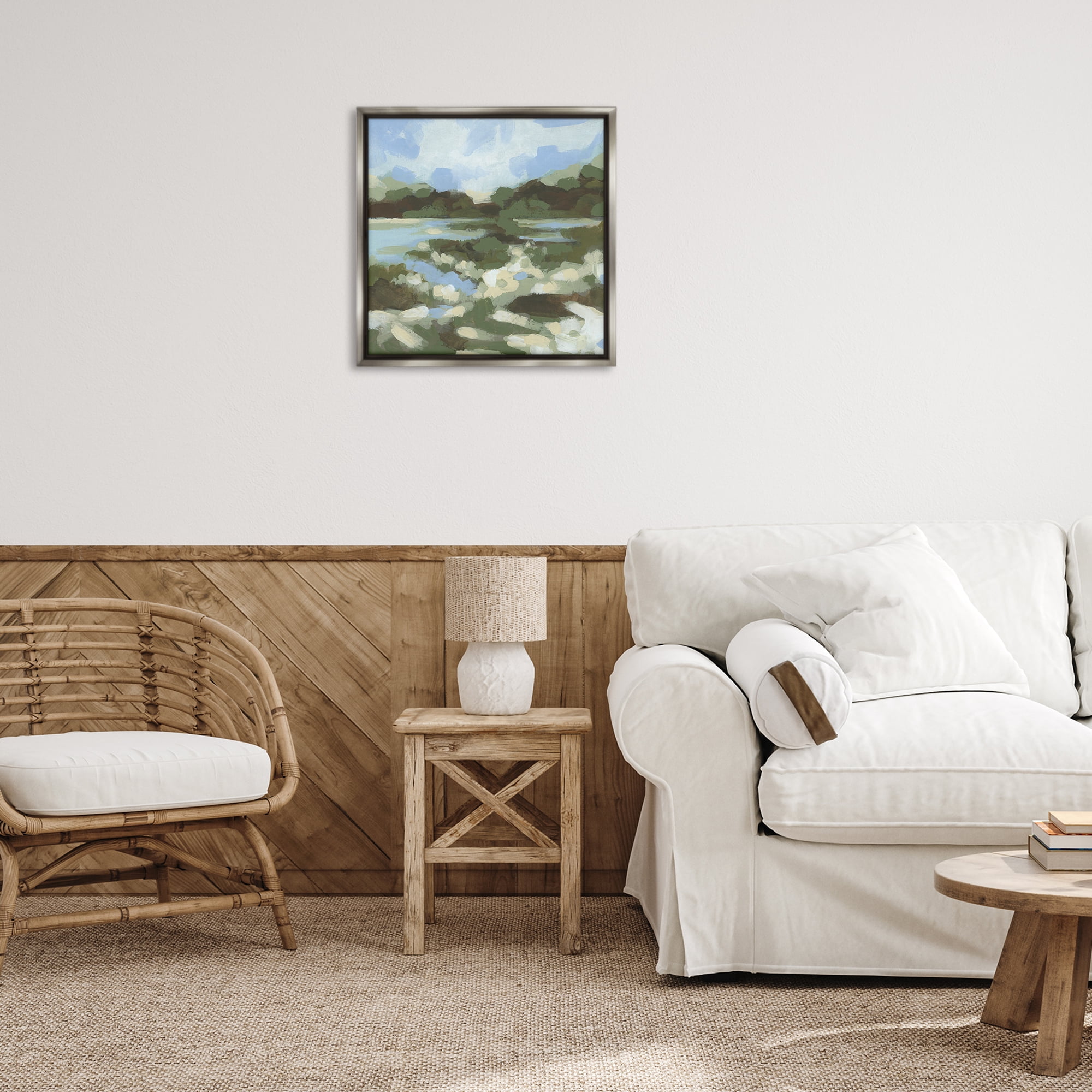 Stupell Industries Fluid Landscape Impression Landscape & Nature Painting Gray Floater Framed Canvas Art Print Wall Art, 25 x 25