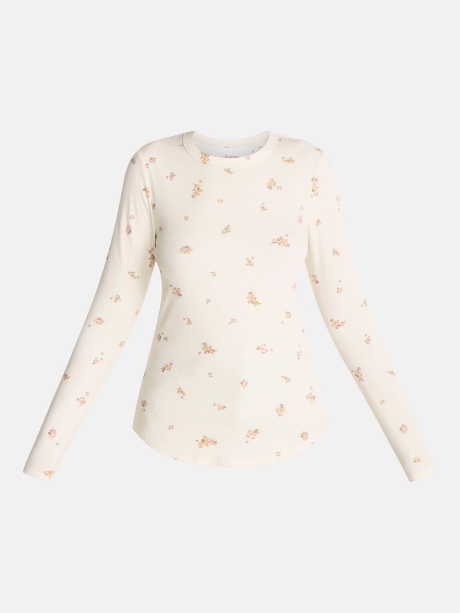 No Boundaries Ribbed Crewneck Tee with Long Sleeves, Women's and Women's Plus XXS-4X