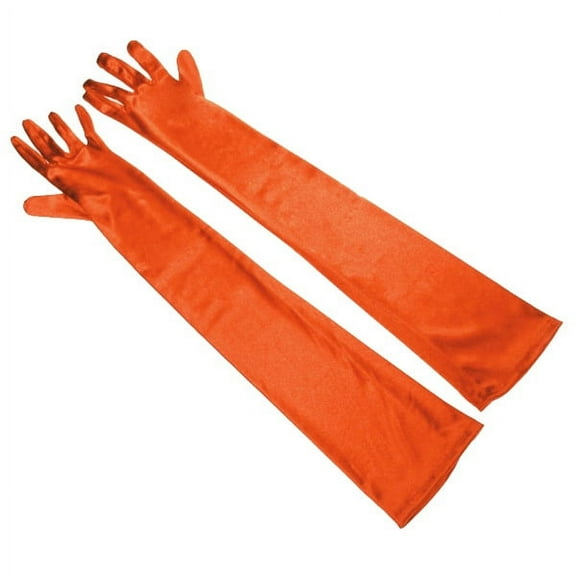 Namzi matte satin opera gloves length 53cm (orange-red)