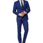 Tallia Mens Windowpane Two Button Formal Suit navy 42/Unfinished