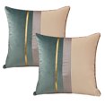 thumbnail image 1 of Housse de Coussin Patchwork Bleu Marine avec Rayures Dorées, Taie d'Oreiller de Luxe Moderne, 1 of 5