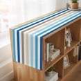 thumbnail image 6 of Blue Brown Stripe 108 Inch Table Runner, Ombre Geometric Vertical Striped Farmhouse Dresser Scarf Cotton & Linen Tablerunner for Dining/Kitchen Island/Holiday Party Décor 13" x 108", 6 of 9