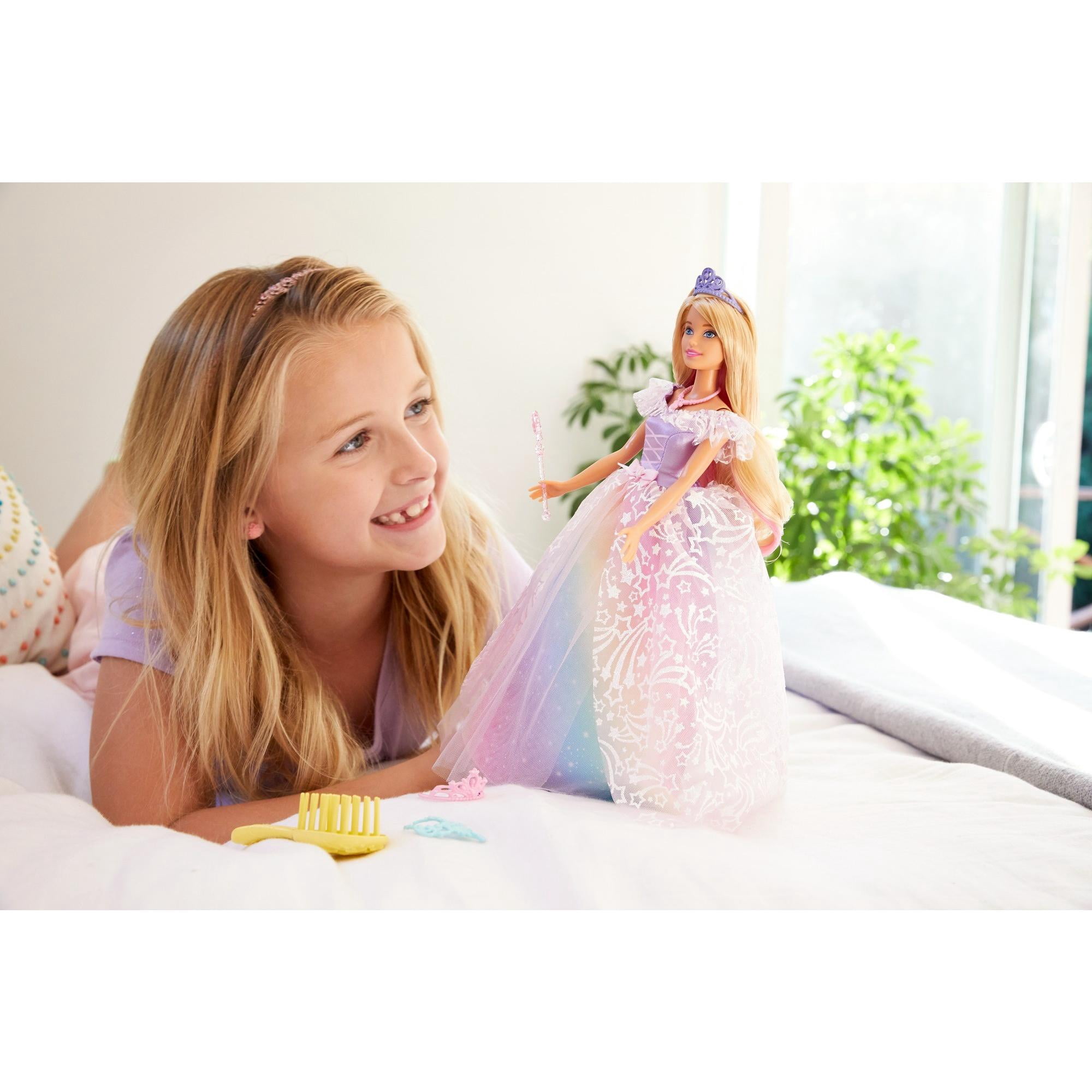 Barbie Dreamtopia Royal Ball Princess Doll, Blonde Wearing Glittery Rainbow Ball Gown