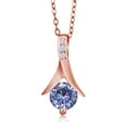 thumbnail image 3 of Gem Stone King 18K Rose Gold Plated Silver Pendant and Earrings Jewelry Set Persian Blue and White Moissanite (2.45 Cttw), 3 of 5