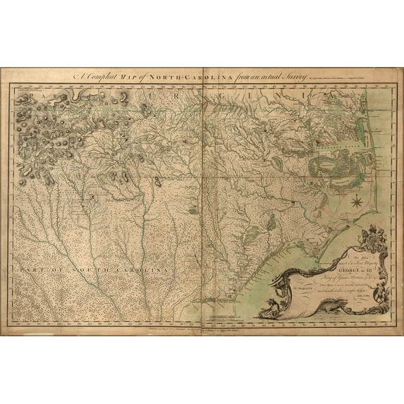24"x36" Gallery Poster, map of north carolina 1770 p2