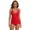 red, variant on Attraco Women Tankini Set Solid Color Swimwear Swim Sets Spaghetti Strap V Neck Curved Selvedge Bathing Suit