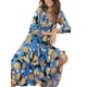 thumbnail image 3 of TRKIYQC Vestido largo bohemio para mujer, casual, floral, cuello en V, manga 3/4, para fiesta en la playa, vacaciones TRKIYQC  moda, 3 of 6