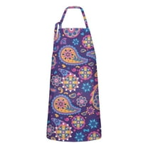 Purple Paisley and Floral Pattern Apron-Garden Aprons for Women with Pockets-Cotton Linen Waterproof Kitchen Cooking Gardening Aprons Adjustable for Kitchen,Cooking,BBQ and Salon 33x27 Inch