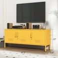 thumbnail image 6 of 3 Door Lockable Metal TV Stand Storage Cabinet with Accent Cabinet Locker, Wide Heavy Duty Media Console for Large 100+ Inch TVs, Home Office Entertainment Center, Yellow 22"H X 47.3"W X 13.8"D, 6 of 10