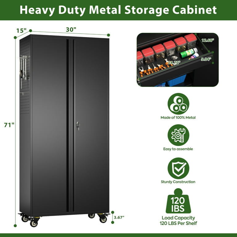 SUXXAN Steel Rolling Organizer, Metal Storage Cabinet with Wheels