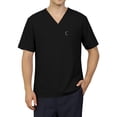 thumbnail image 4 of Domuza Scrubs for Men Classic Fit Mens Scrubs Top V-Neck Short Sleeve Nursing Uniform Shirt with Pockets Black L, 4 of 5