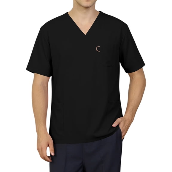 Men's V-Neck Scrub Tops Short Sleeve Nursing Uniforms