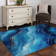 thumbnail image 3 of 3'x5' Area Rugs, Navy Blue Marble Indoor Outdoor Area Rug for Living Room Bedroom, Abstract Ink Painting Modern Washable Bathroom Rugs Kitchen Floor Carpet Mats Home Decor Aesthetic, 3 of 8