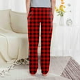 thumbnail image 3 of Grblisyd Cute Pajama Pants Wide Leg Casual Comfy Plaid Pjs Pants Fleece Christmas Pajama Pants Baggy Sleep Cute Bottoms With 2 Pockets Wine 130, 3 of 4