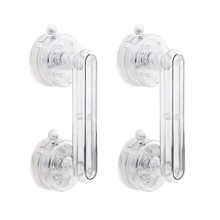 2 Pieces Transparent Suction Cup Handle for Sliding Glass Door, Hole-Free Waterproof Suction Grab Bars for Shower Heavy Duty Window Kitchen Drawer Bathroom