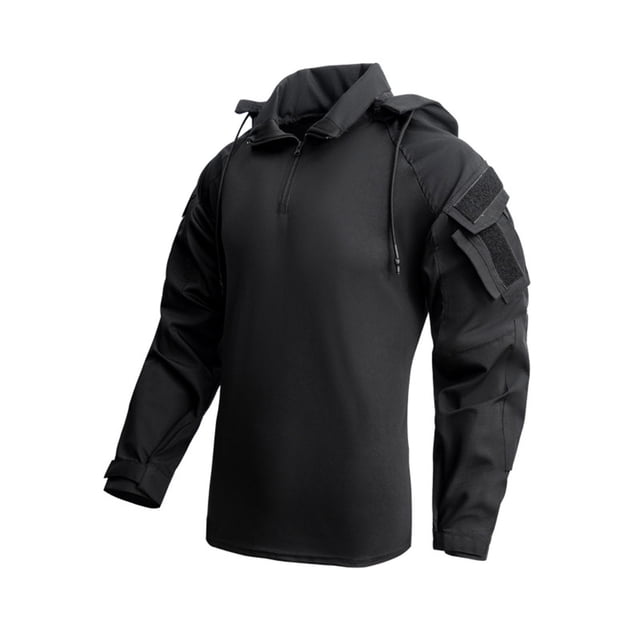 Dagugfen Shirts for Men Detachable Hood Long Sleeve Drawstring Loose Lightweight Outdoor Tactical Tops