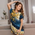 thumbnail image 3 of Gaeub Moonlit Golden Tree Peacock Print Women's Short-Sleeved Nightdress,Loose Comfy Pajama Sleepwear,Summer Night-dresses for Women, 3 of 6