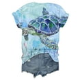 thumbnail image 5 of DDAPJ pyju Novelty Graphic Tees for Women Sea Turtle Print Short Sleeve V Neck T-shirts Summer Casual Beach Vacation Tee Tops Light Blue S, 5 of 6