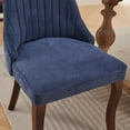 thumbnail image 3 of Dining Chairs Set of 4, Paproos Linen Upholstered Dining Chairs, Mid Century Accent Chair Side Chair with High Backrest and Solid Wood Legs, Dining Kitchen Living Room, Blue, 3 of 9