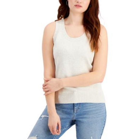 MSRP $38 Style & Co Cotton Sweater-Knit Tank Natural Size Small