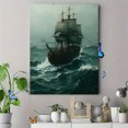 thumbnail image 4 of Haunted Ship Canvas Art, Dark Stormy Sea Painting, Gothic Nautical Moody Ocean Wall Decor, 4 of 8