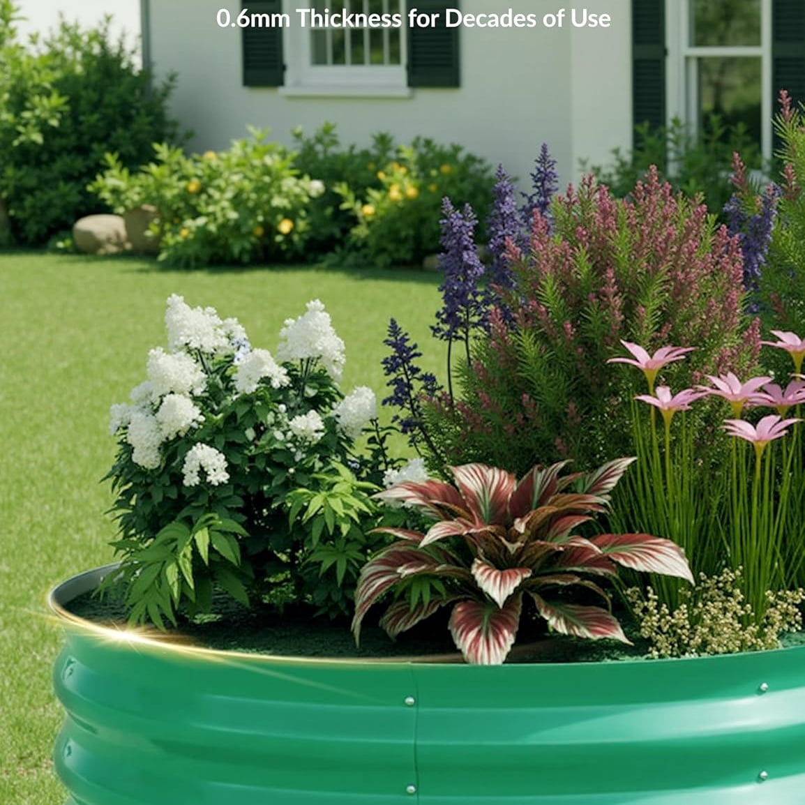 WildBreak Steel Raised Garden Bed, Oval Shape, 6 x 3 x 2 feet, 1 Pack, Green