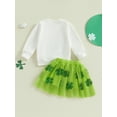 thumbnail image 5 of Toddler Baby Girls 2Pcs Spring Outfits 6 12 18 24 Months 2T 3T 4T Long Sleeve Letter Embroidery Sweatshirt + Tulle Skirt Set Baby Clothes, 5 of 9