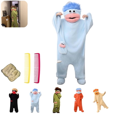 Silly Goofy Onesie for Adults - Frog Onesie Funny Monster Pajamas Fleece Jumpsuit Hooded 2026 Fashion Cozy Relaxed Fit Plush Loungewear with Shoes Included and 2Comb Blue S
