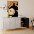 thumbnail image 5 of 4-Door Storage Cabinet, Wood Sideboard with Pine Legs for Living Room Bedroom and Kitchen, Champagne, 5 of 5